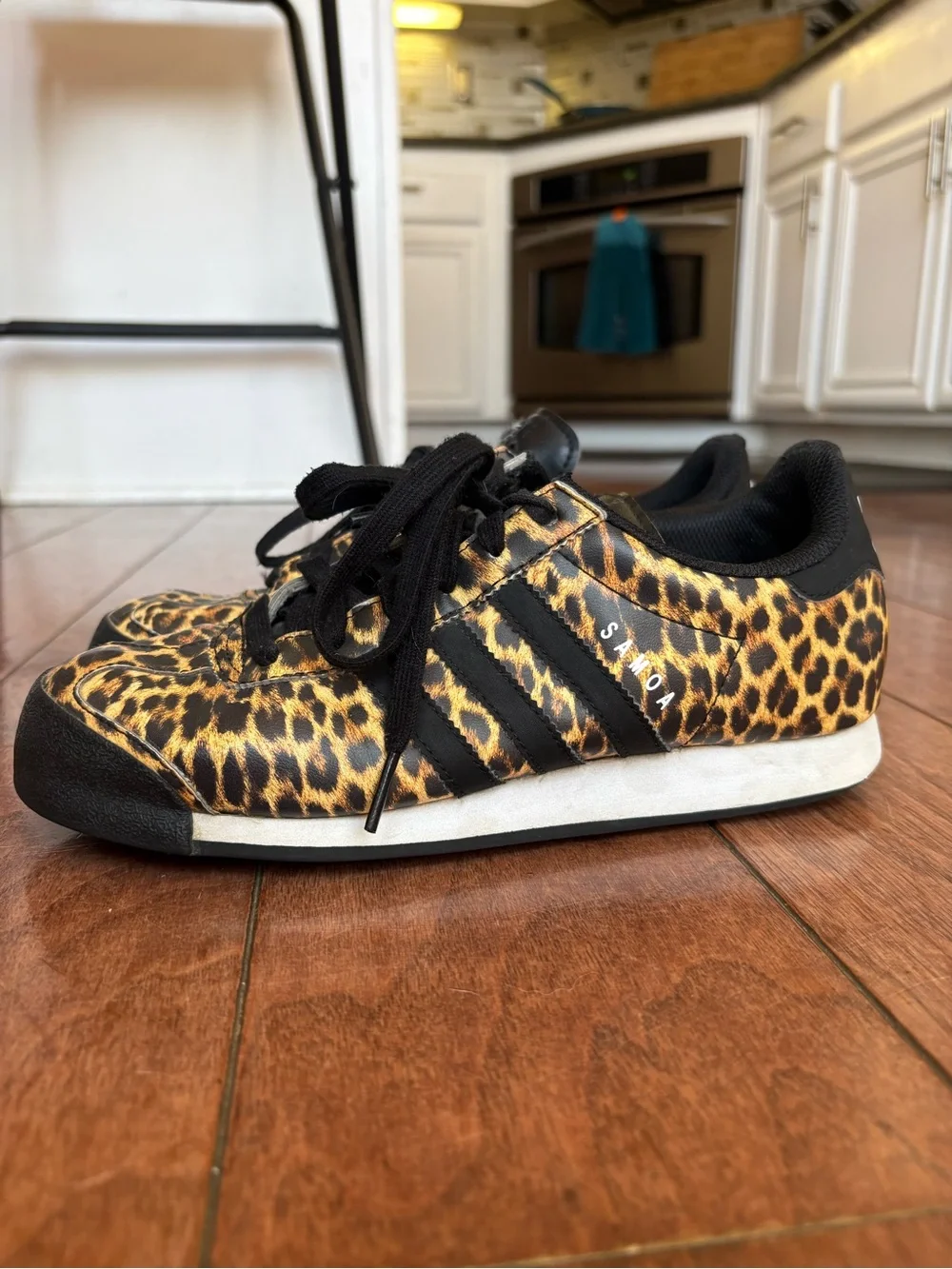 adidas Kids Leopard Print Lace-Up Sneakers - Black, Brown